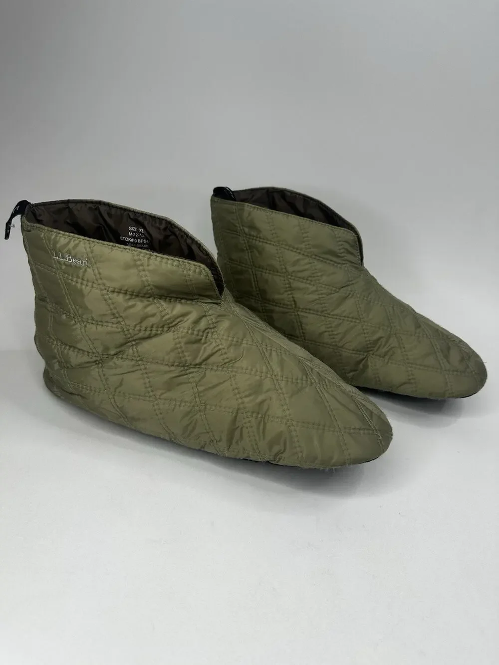 LL Bean Men's Sz XL 12-13 Quilted Slippers Insulated Booties Travel Camping